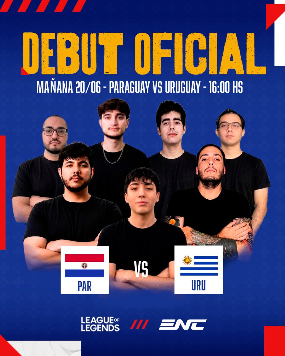 TeamPAR_Esports's tweet photo. ¡MAÑANA PARAGUAY JUEGA EN LA GRIETA! 🇵🇾💥

Nuestra selección de League of Legends se prepara para debutar ante Uruguay en busca de un lugar en la ENC. Es hora de dejar el alma en la Grieta y demostrar de qué estamos hechos. 🦁🔥

🇵🇾 Paraguay 🆚 Uruguay 🇺🇾
🕒 Hora: 16:00

¡Vamos, muchachos! Que los colores de Paraguay y la garra guaraní se hagan sentir. 💪🔥

#VamosParaguay @ENC_EN