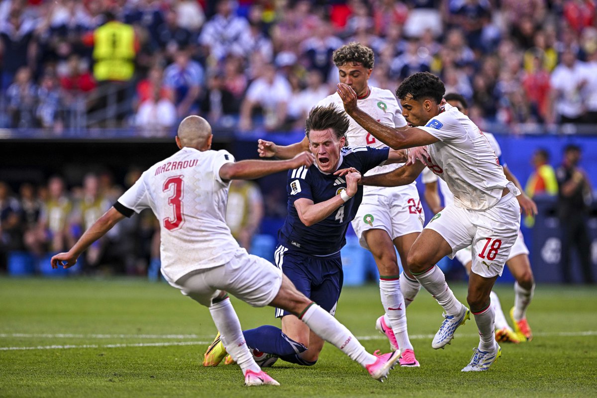 CGTNSportsScene's tweet photo. 🤟#Saibari needed 70 seconds to put #Morocco in control and #Scotland spent the next 90 trying, and failing, to undo it...

🇲🇦 Morocco 1-0, Group C tilted, and another feather in the cap of the 2022 semi-finalists.

❎Scotland’s two 2nd-half penalty shouts both waved away by ref. https://t.co/DeLISVXFHc