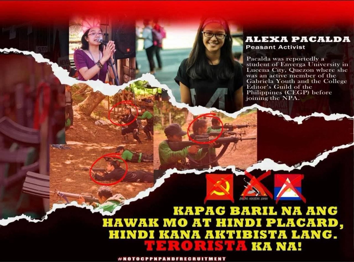CVSUKilosNa17's tweet photo. Legal ang aktibismo, pero nagiging daan ito para humawak ng armas ang mga kawawang kabataan at maging ganap na teroristang NPA! Imbes na edukasyon at simpleng ekspresyon sa aktibismo, nalilihis ang kabataan patungong rebolusyon!
#NoToCommunistIdeology #NoToCPPNPANDF https://t.co/bjbjkskbSC