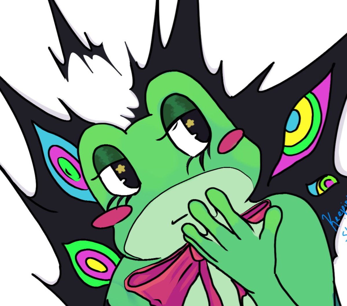 keepingitsktchy's tweet photo. Drawing of Ribbit I made 🐸 been loving her character and wanted to commemorate the end of tadc ✨️☁️

#tadc #ribbit #ribbittadc #theamaizingdigitalcircusfanart #fanart https://t.co/FWB3hDVF7X