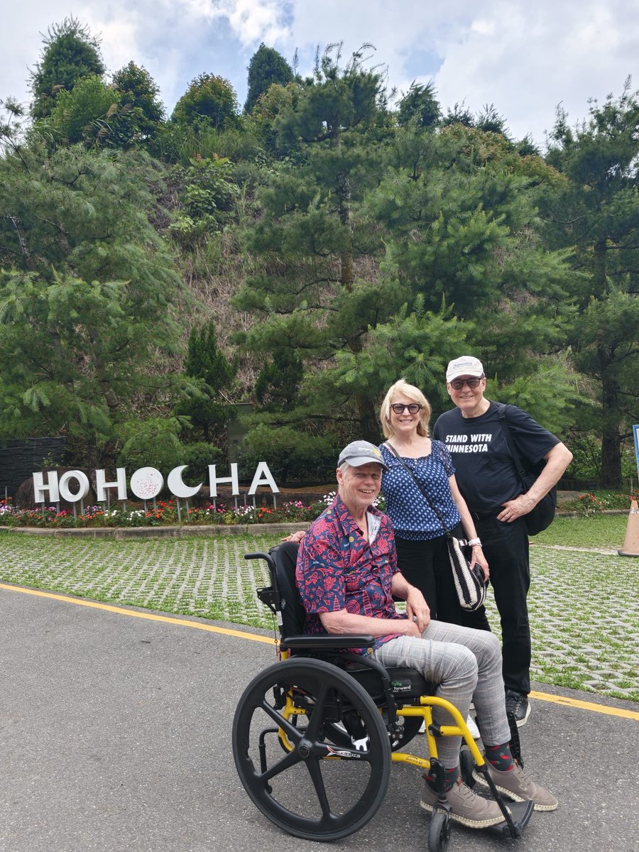 mplsrotary's tweet photo. Kim, John and Henry are on a post-Rotary International convention tour of Taiwan with local tour guides.  About 50 Rotarians and friends are bussing around the island.  These photos are from outside a tea producer, at a traditional lunch, and at Sun Moon Lake in Central Taiwan. https://t.co/gC7CgHRpnG