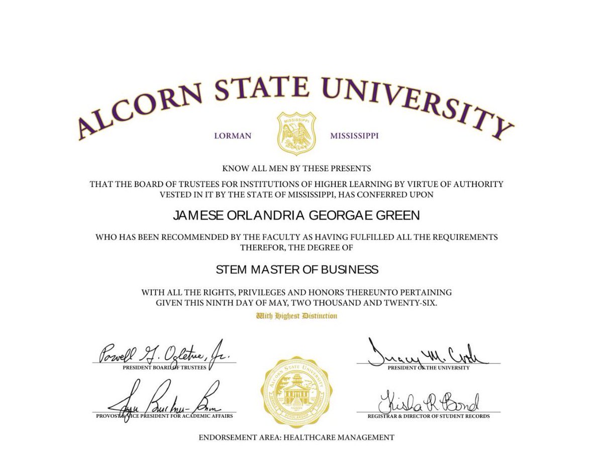 jaeogee's tweet photo. Just wanted y’all to see my Black ass name on my third degree from a HBCU on Juneteenth 🤭💜 https://t.co/NGcAX9RMvr