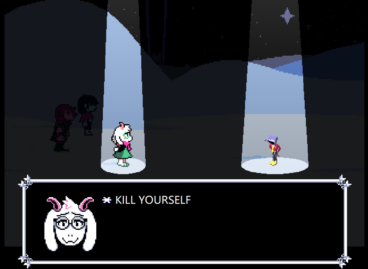 bubba_bobboca's tweet photo. do you guys remember when ralsei tried to cheer tenna up https://t.co/7IM5Ioik0L