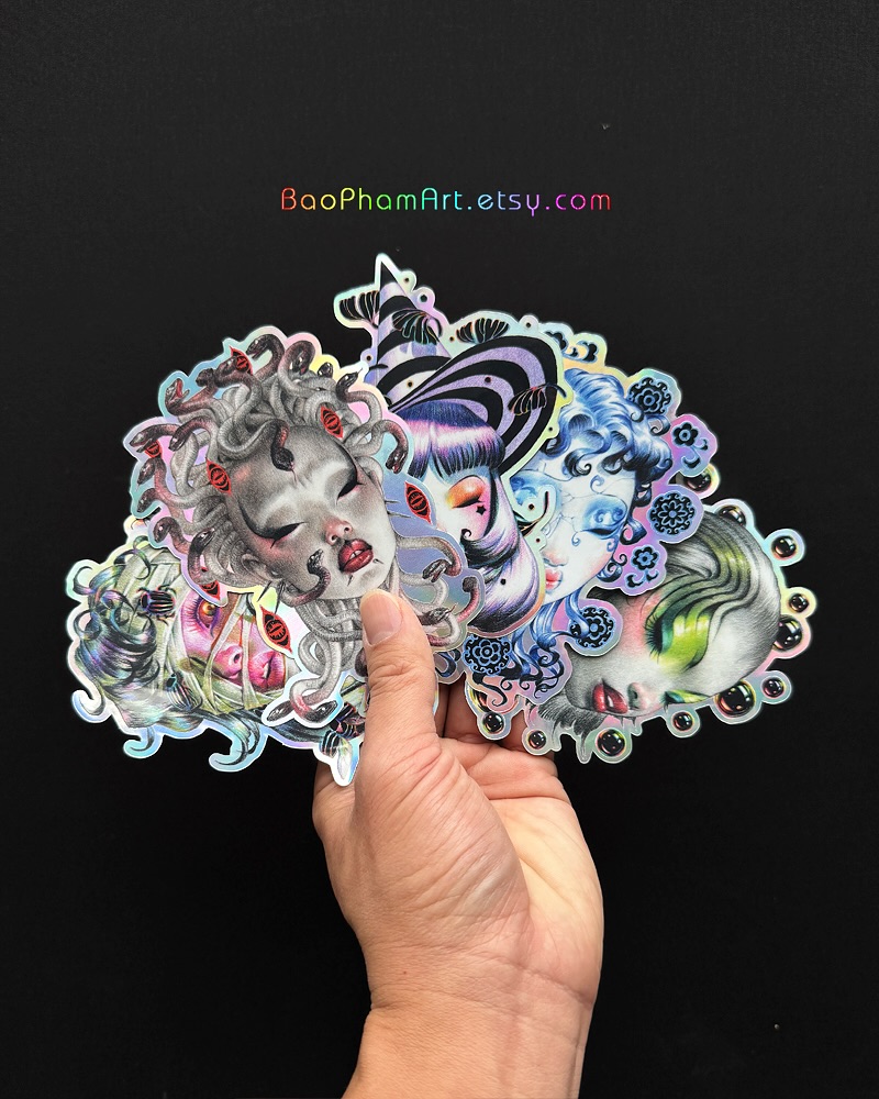 baotpham's tweet photo. The sticker set for last year's Spooky Girls are here!✨🖤✨ A small amount of sets are left from the first batch, so catch them while you can!🌙
-
• Free vinyl sticker with every order!✨
🌸Link in my bio🌸.
Holographic stickers are weather proof for 2-4 y... https://t.co/z0VA2rIFVW