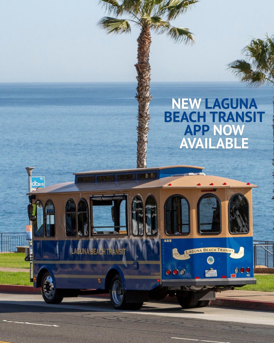 lagunabeachgov's tweet photo. The new Laguna Beach Transit app is now available and allows riders to track trolley arrivals in real time.

Summer Breeze Park &amp; Ride:
- Free 
- Every 30 min
- Irvine to downtown Laguna Beach
- Fri &amp; Sat: 10 a.m. - 10 p.m.
- Sun: 10 a.m. - 7 p.m.
🔗 https://t.co/lfJNE8eLP6. https://t.co/lUmc9bs9Mq