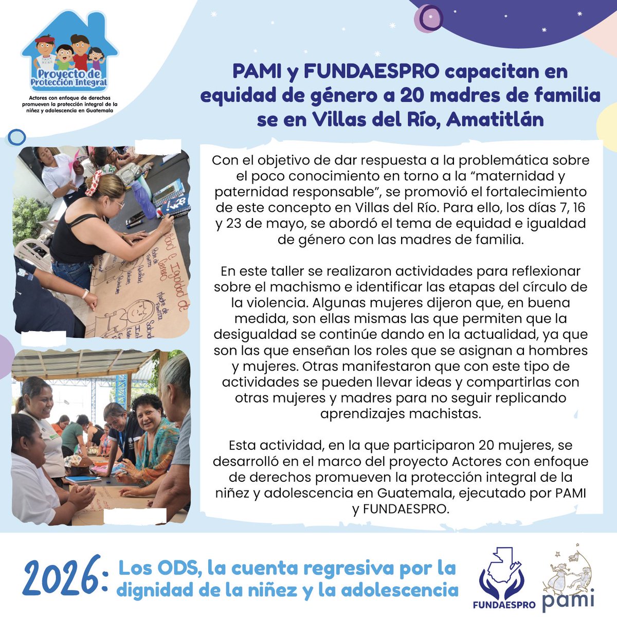 PAMIGuatemala's tweet photo. Con este tipo de charlas se pretende romper con los estereotipos que, en algunas ocasiones, provocan la vulneración de los derechos de las NNA y de las mujeres y madres de familia. La nota: https://t.co/OoWuFI9PNO https://t.co/L8Xa1ODgPk