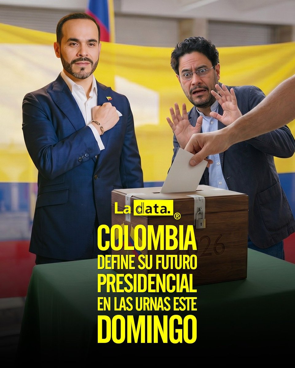 ladataec's tweet photo. #Tendencia Colombia define su futuro presidencial en las urnas este domingo. 

Este domingo 21 de junio se llevará a cabo la segunda vuelta presidencial en Colombia, un proceso electoral que define el futuro del país entre los candidatos Abelardo de la Espriella e Iván Cepeda. 

En este contexto, el ambiente político se encuentra polarizado, con sectores que posicionan el voto como una herramienta para defender la democracia y la libertad, frente a lo que han denominado como continuismo y riesgo de destrucción nacional, reflejando una ciudadanía que manifiesta su intención de marcar un cambio definitivo frente a la corrupción y las actuales estructuras de poder.

@ladataec 👈

#ladata #TendenciaPolítica #Colombia #Elecciones2026