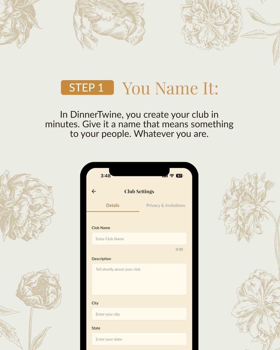 dinnertwine's tweet photo. The hardest part of building a dinner club is not the cooking.
It's going first.
DinnerTwine exists so that going first is easy. The invitation is beautiful. The logistics are handled. The only thing left to do is open your door.
Swipe through to see how it works. Link in bio when you're ready to start.
Who would be the first person you'd invite?
#DinnerTwine #StartADinnerClub #DinnerClubLife #GatheringApp #CommunityBuilding #HostessLife #WomenWhoHost #IntentionalGathering