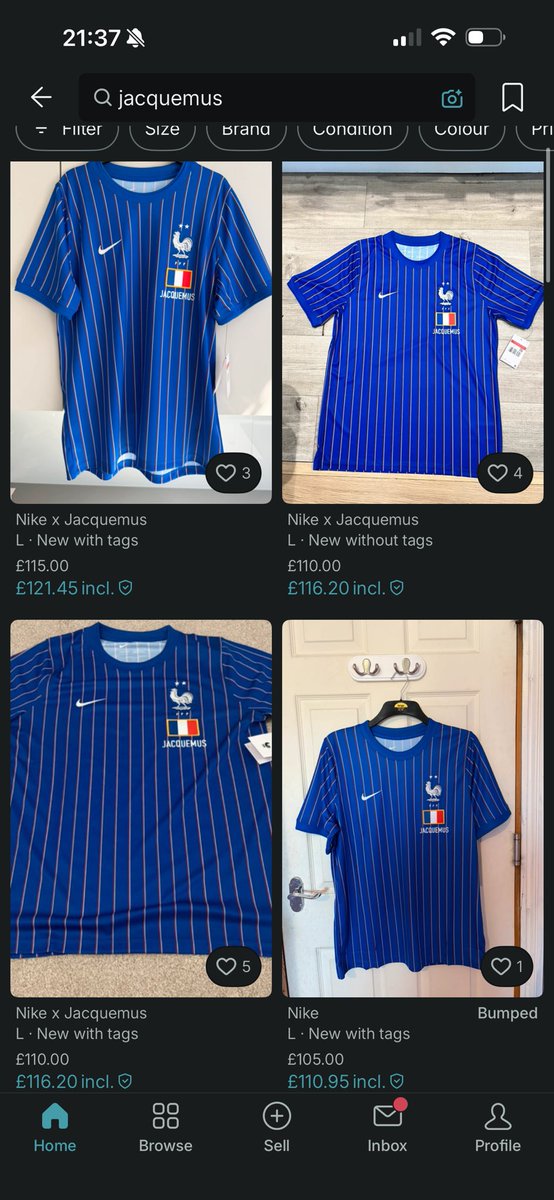 ForbiddenShirts's tweet photo. This is why we can’t have nice things 

Anything that’s “rare” or limited or special edition instantly gets snapped up and whacked on eBay and vinted to profit off of others who actually wanted to own it 

That France was £65 on French store https://t.co/wlXyMIC2Jt