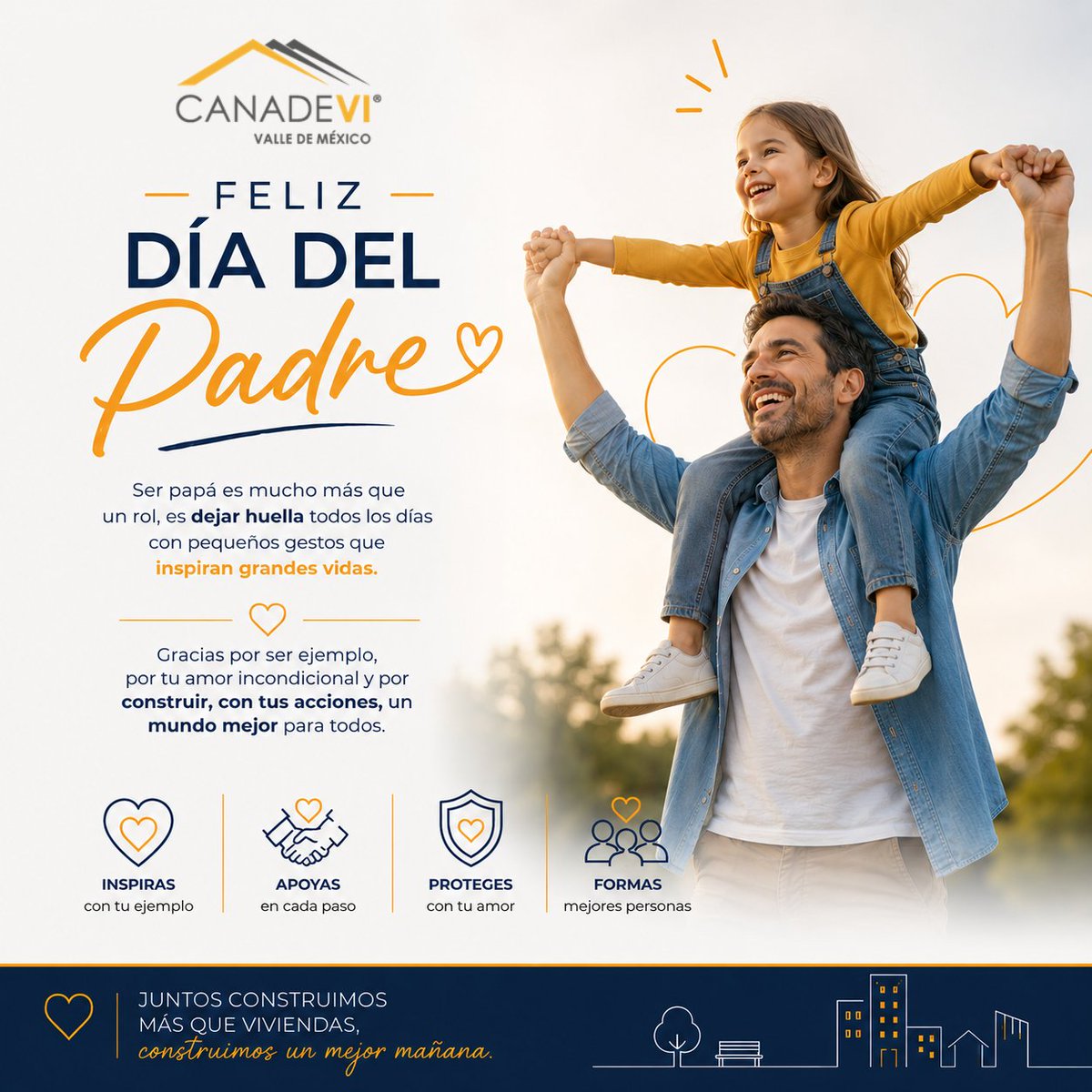 CANADEVI's tweet photo. En este #DíaDelPadre, reconocemos a quienes construyen con esfuerzo, valores y dedicación el pilar más sólido de toda sociedad: la familia.

Sabemos que detrás de cada gran proyecto y de cada hogar, hay un padre que inspira y trabaja por un futuro mejor. A todos nuestros socios y colaboradores #CanadeviVM les desea un: ¡Feliz Día del Padre! 🏢💼

#Construcción #Vivienda #Liderazgo #Familia #DíaDelPadre2026 #Hogares