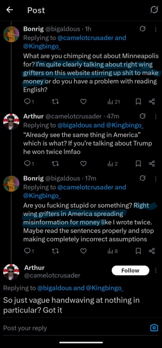 bigaldous's tweet photo. @camelotcrusader @Kingbingo_ For an English nationalist you sure do struggle reading the language 🤣 https://t.co/YqWe0g7H5Y