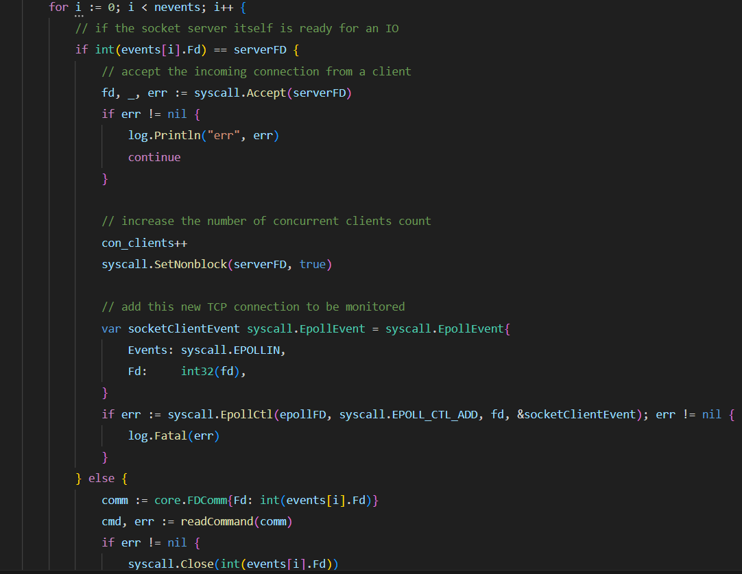 JavinChutani's tweet photo. Studied about event loops, asyncIO, low-level OS system calls and Epoll in making the Redis handle concurrent clients. This thing took quite some time to understand and implement. Very elegant and beautiful stuff! https://t.co/dk0DY5PwTZ