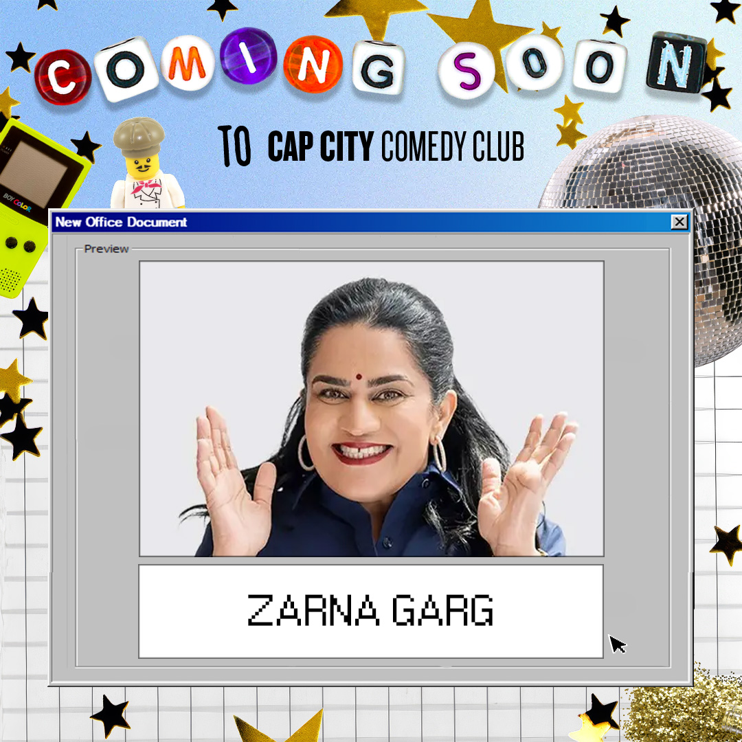 CapCityComedy's tweet photo. @ZarnaGarg ("The Zarna Garg Family Show") is coming to Cap City June 25 - 27! 
🎟️ Get tickets here: https://t.co/iRtDJKPlUI https://t.co/nOTLpgFR5N