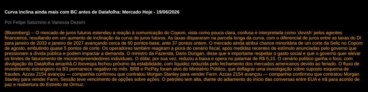 Danilo_Bredda's tweet photo. Resumo BBG: https://t.co/uyLSsDNW7y