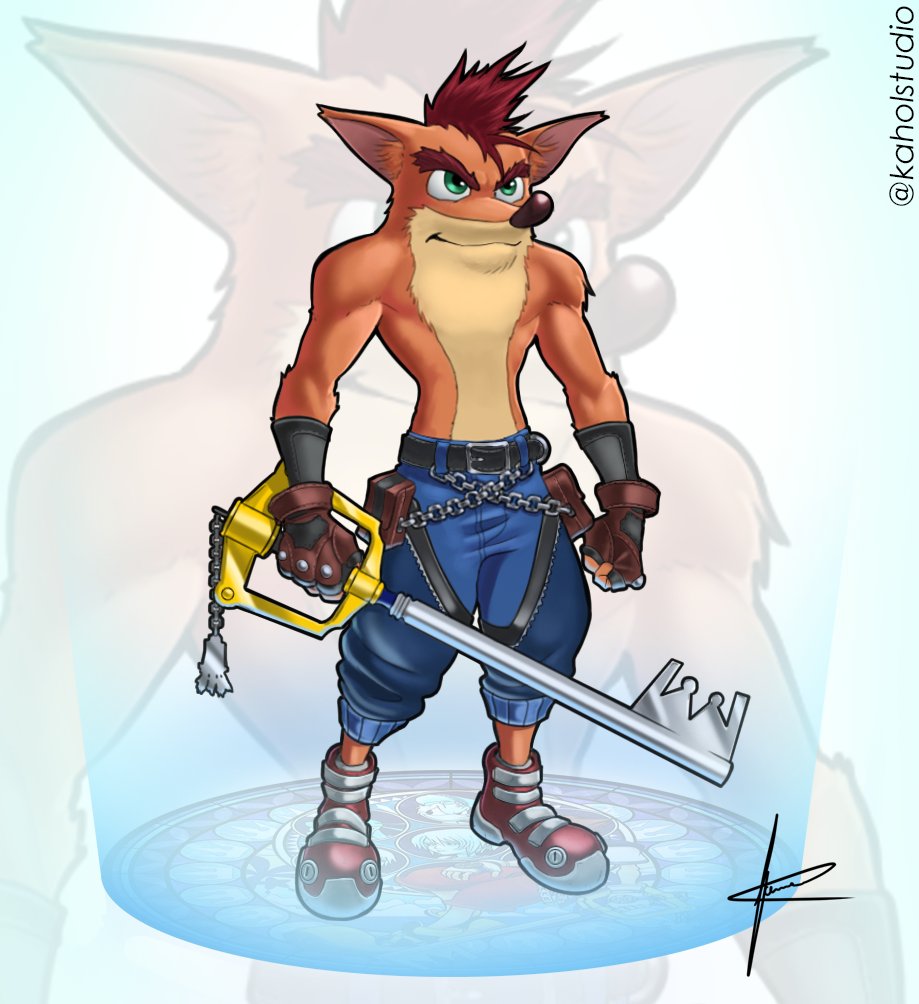 KaholStudio's tweet photo. It's been a while since I posted some original content... So here's my contribution to the 30th aniversary of Crash Bandicoot collab with my Kingdom Hearts version of Crash. #crashbandicootfanart #kingdomhearts https://t.co/bErkrLu951