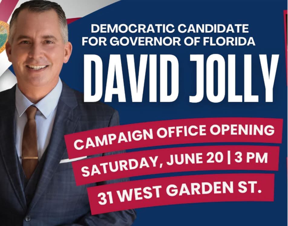 travisakers's tweet photo. David Jolly is opening his campaign’s first office in Pensacola this weekend, showing his “go everywhere, reach every voter” strategy. https://t.co/3eOPYos9hQ
