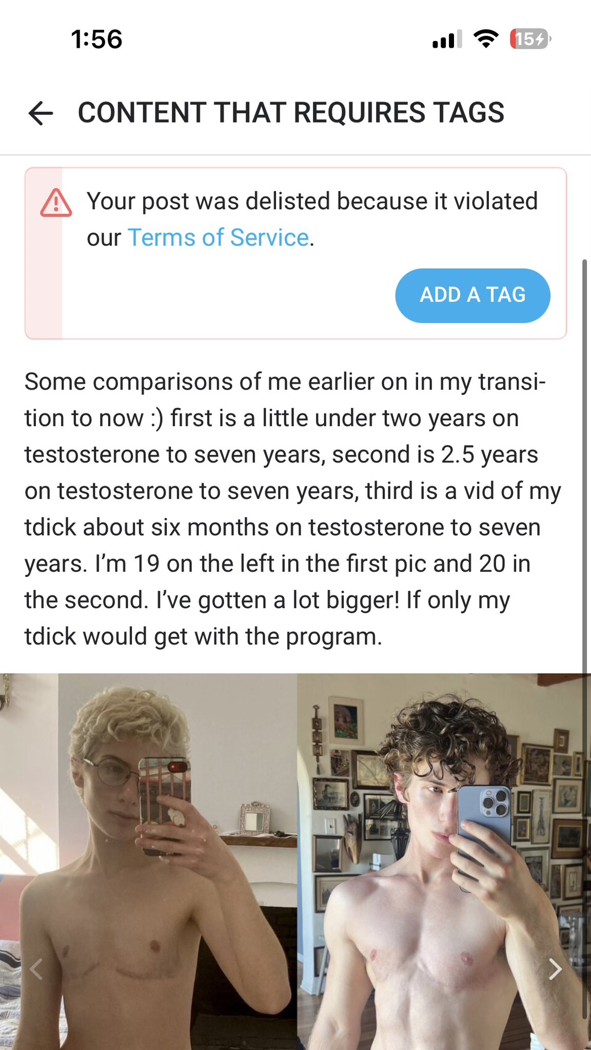 ate my transition so hard @onlyfans took down my post for not tagging the other person in it, who is also just me https://t.co/Ef3gHLt92A