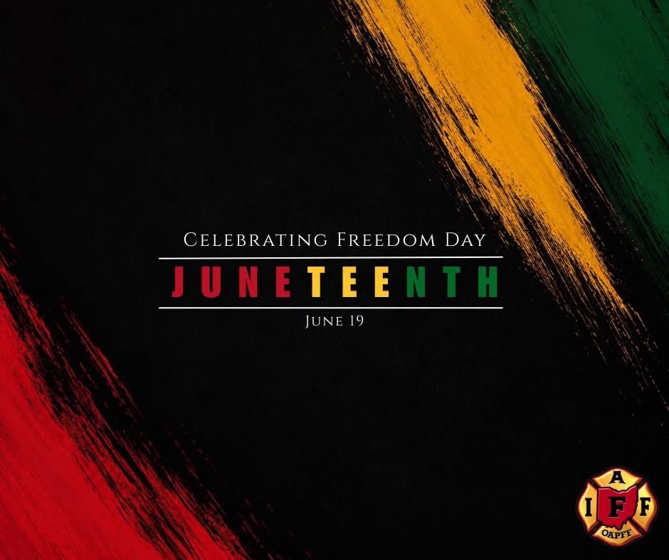 ML3947's tweet photo. Fire Fighters understand standing together in service and treating everyone with dignity and respect. Juneteenth provides an opportunity to reflect on a shared history, honor those who fought for freedom, and reaffirm our commitment to unity and service. @iaffofficial https://t.co/Ajsg4BEkFI