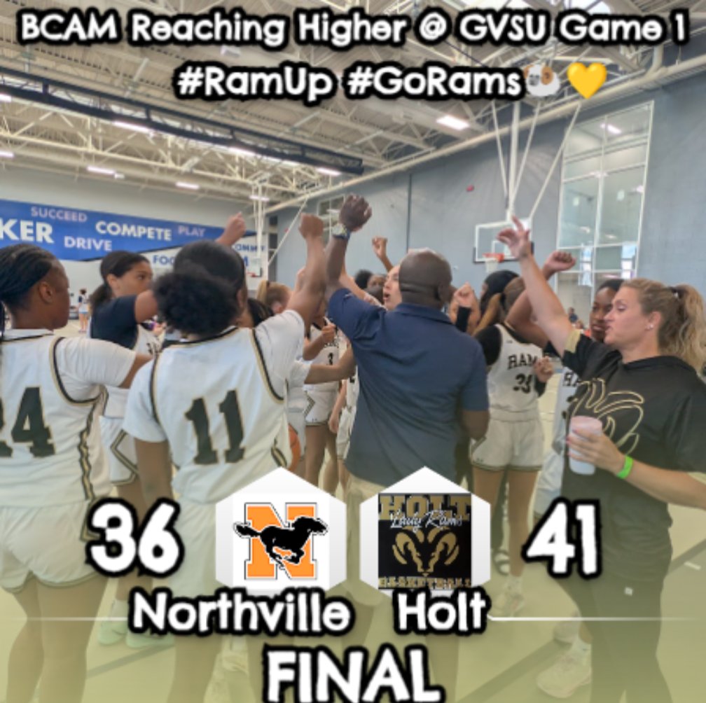 holtramhoops's tweet photo. Holt survives final push from Northville for a 41-36 win. Leading in scoring was Maya Barker w/ 20 points and 8 boards. Grace Gaudard adds 9 points and Olivia Gadson had 7 points and 5 assists, along with two clutch free throws. Next up Cedar Springs 6 PM. #RamUp #GoRams🐏💛 https://t.co/fZdByaQY2f