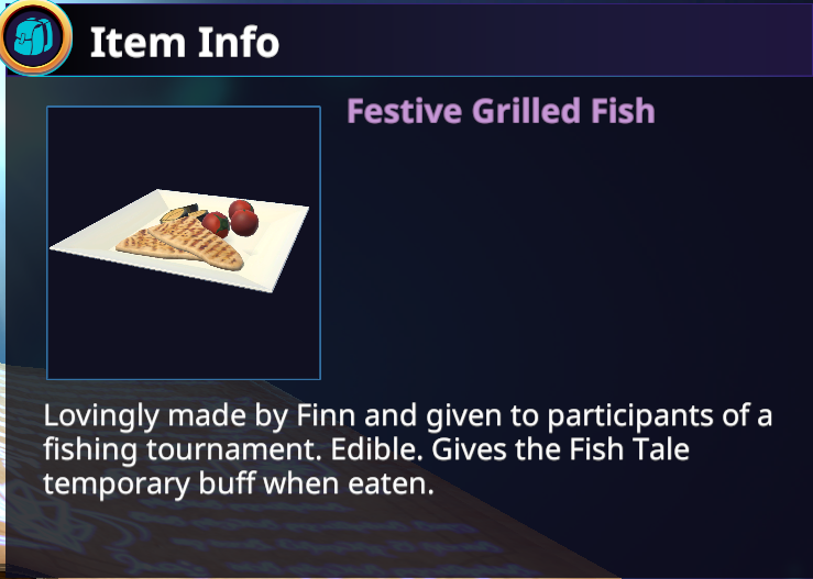 digitalleisure's tweet photo. Ilo gives out some of Finn's famous grilled fish to Wenngrove's fishing tournament participants for turning in their catch.

This fresh meal is truly a fisherman's friend - when eaten, you'll have a better chance of landing larger tournament fish for a short time! #Spellfarers https://t.co/0Obn6PUuse