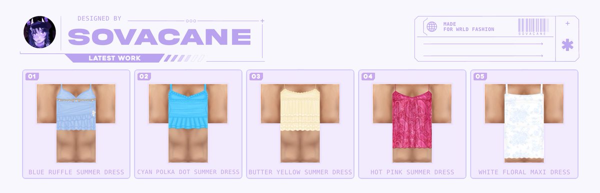 sovacane's tweet photo. New Summer Collection 🌞

all outfits now available in the group linked below! :D

https://t.co/J5Ibga1MF9

#ROBLOX | #RobloxDev | #RobloxArt | #RobloxClothing https://t.co/JhmmCI5gWe