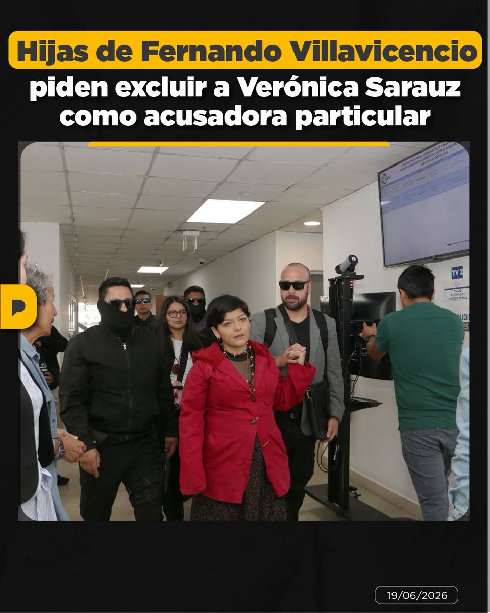 LaPosta_Ecu's tweet photo. En el caso por el m4gnicidio de Fernando Villavicencio, Amanda y Tamia Villavicencio solicitaron que Verónica Sarauz sea excluida como acusadora particular dentro del proceso. Este pedido implica que buscan que Sarauz deje de participar formalmente en la acusación dentro del caso, es decir, que ya no intervenga como parte activa en el proceso judicial. El pedido refleja nuevas tensiones dentro del grupo de víctimas, mientras la investigación avanza en la Fiscalía.