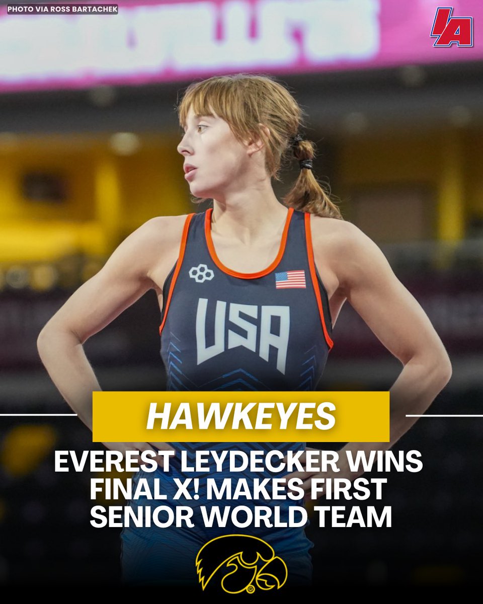 rossbchek's tweet photo. 18-year-old Everest Leydecker is on the Senior World Team!

The incoming Hawkeye freshman beat former World Team member Areana Villaescusa in two straight matches to win Final X at 55 kg. https://t.co/bCdfZ4EgOr