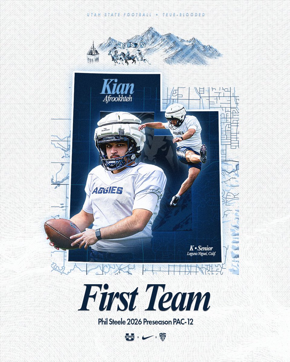 USUFootball's tweet photo. First Team @pac12 preseason @philsteele042 honors for @kianafrookhteh! 🥇🤘 https://t.co/9jSPFI36HR