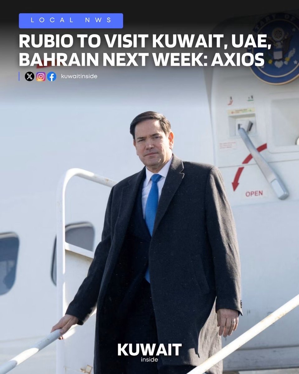 Aruma1010's tweet photo. US Secretary of State Marco Rubio is planning a trip to the Middle East next week and is expected to visit Kuwait, the UAE and Bahrain, Axios reports, citing two sources.
Source: Axios
#kuwaitinside #kuwaitinews #gcc #us #marcorubio https://t.co/M91ai6wGoa