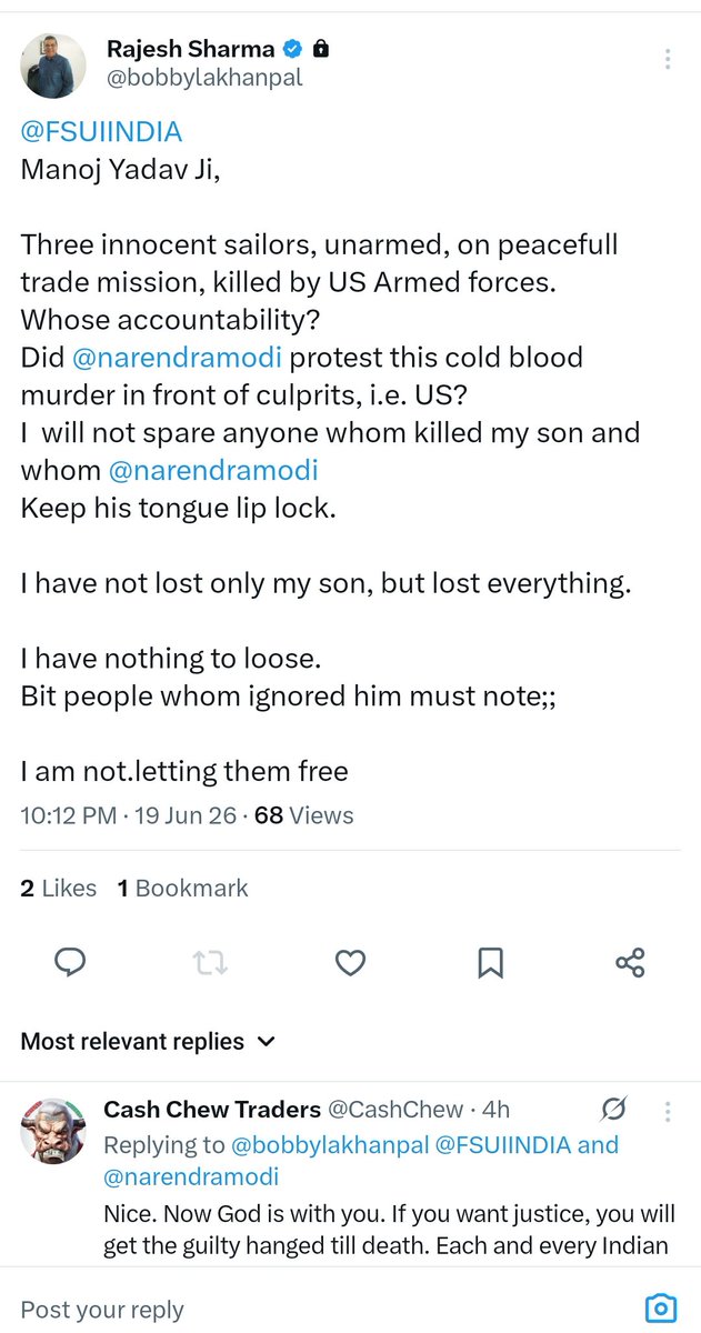 HarshManga94853's tweet photo. Ladies and gentlemen, even the once die-hard Modi supporter, the father of the late Aditya Sharma, who was killed in a US Navy strike has finally broken his silence and spoken out, exposing what he now sees as the fraud and deception of Modi and the BJP.
#modiweakpaperleak https://t.co/khXdvtXv9y