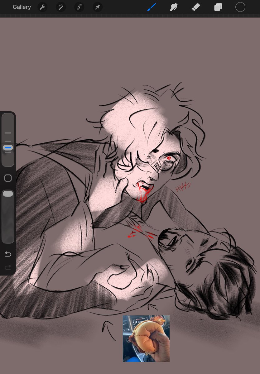 calamitywoman's tweet photo. relax bro, nobody’s taking your capri sun from you.

a little warmup vampfrey before doing merch. https://t.co/l7I08Clbe1