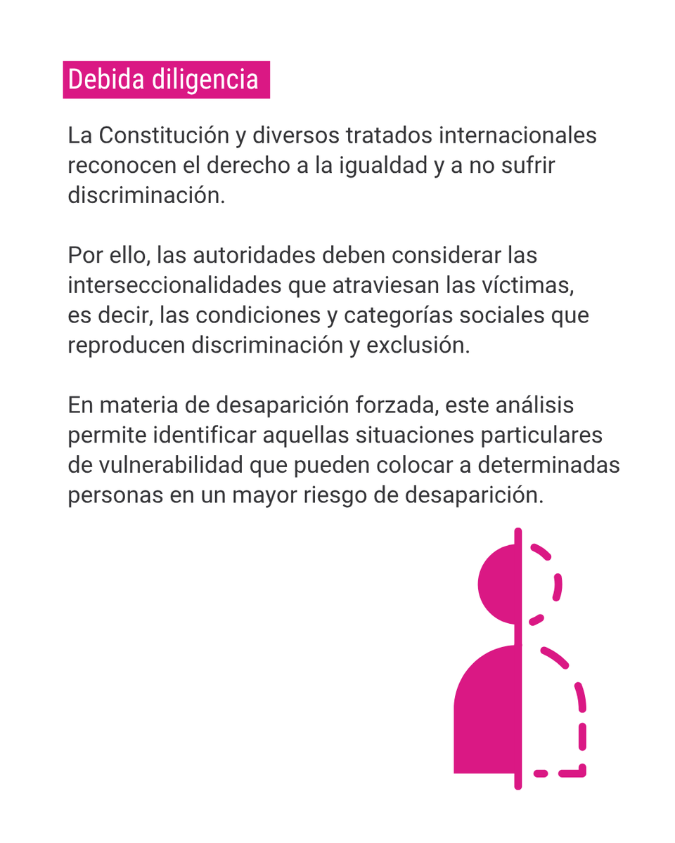 ddhh_scjn's tweet photo. Cuando una persona LGBTIQ+ es víctima de desaparición, las autoridades tienen el deber de incorporar un enfoque diferencial y especializado que considere posibles contextos de discriminación, violencia y vulnerabilidad. Conoce este enfoque 🧵

#DGDHJP  #DesapariciónForzada https://t.co/2Gqypk6SML
