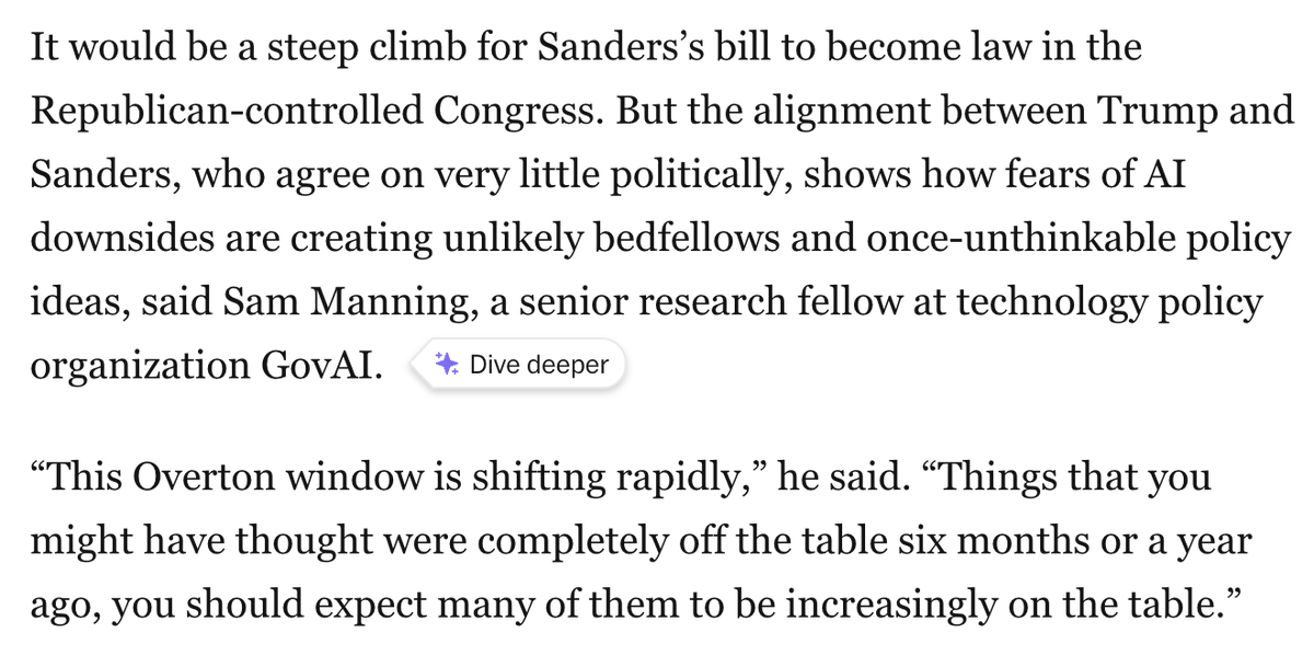 sj_manning's tweet photo. One lesson from the last week in DC: The Overton window in AI policy is shifting fast. Policies you think aren't possible today could be increasingly viable a few months from now. 

Talked to @ShiraOvide at the @washingtonpost about this yesterday. https://t.co/OSpnWZonkv