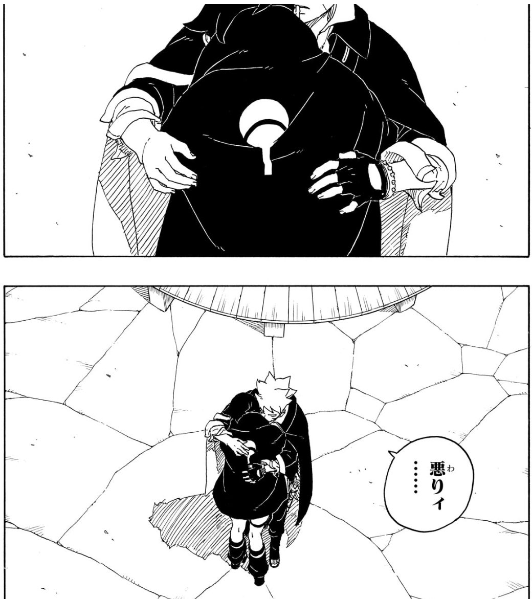 Malci08's tweet photo. @Violet_Konoha Sarada hugs Boruto, why would a cover of Sumire hugging Sasuke's sword upset us? https://t.co/uuHwGo294R