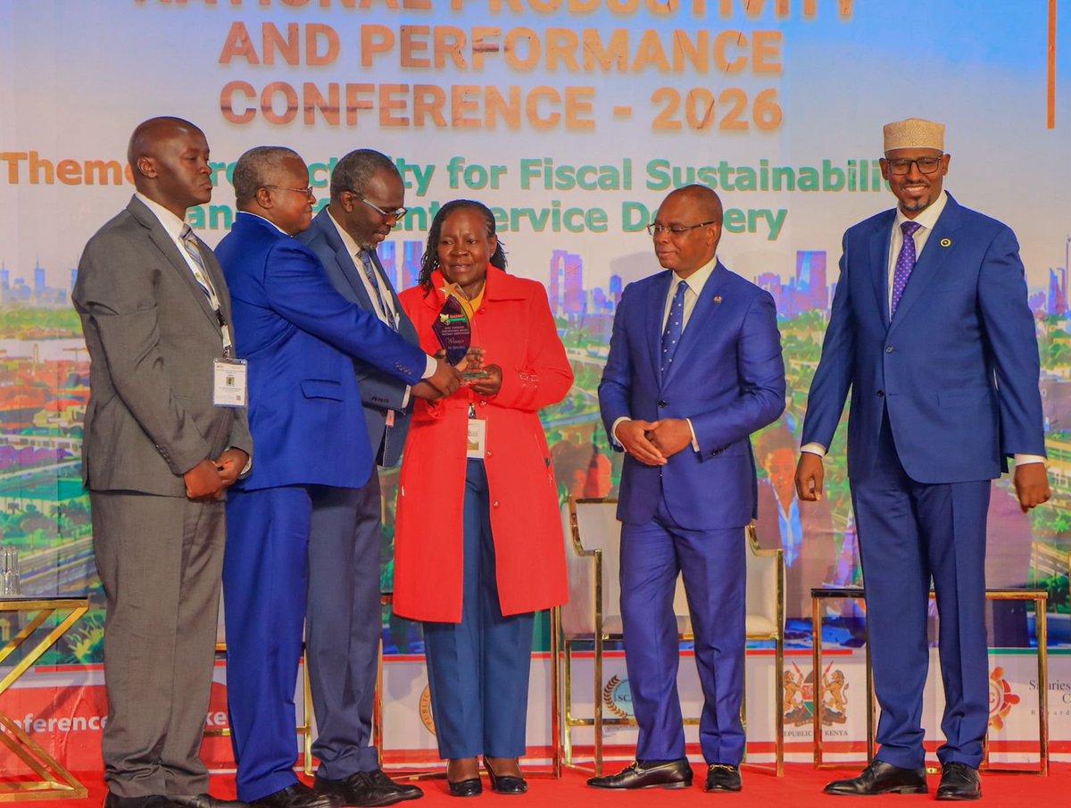 Muoria_Dr's tweet photo. Excellence in public service must be demonstrated through measurable results. H.E. Dr William Samoei Ruto, President of the Republic of Kenya, issued a national call for higher productivity and performance during the closing ceremony of the National Productivity and Performance Conference at the Kenya School of Government.

During his address, the President reminded public institutions that prosperity is not determined by what a country possesses, but by what it produces. He also challenged all of us not to become comfortable with mediocrity, but to pursue higher standards of productivity, accountability and service delivery for the betterment of the Kenyan citizenry.

The State Department proudly celebrates the exemplary performance of TVET institutions. Rift Valley National Polytechnic and Kisiwa National Polytechnic received the Most Improved Performance Award in the Productivity Performance category for FY 2024/2025. Runyenjes Technical and Vocational College emerged as the Best Tertiary Institution in Wage Bill Management, while Kabete National Polytechnic was recognized as the Second Runner-Up Best Performing Tertiary Institution.

These achievements reflect strong institutional leadership, teamwork, prudent resource management and an enduring culture of continuous improvement. I commend the Principals, governing councils, staff and trainees of these institutions and charge the entire TVET fraternity to take up the President’s challenge by sustaining excellence, raising productivity and strengthening its contribution to skills development, innovation and Kenya’s economic transformation.