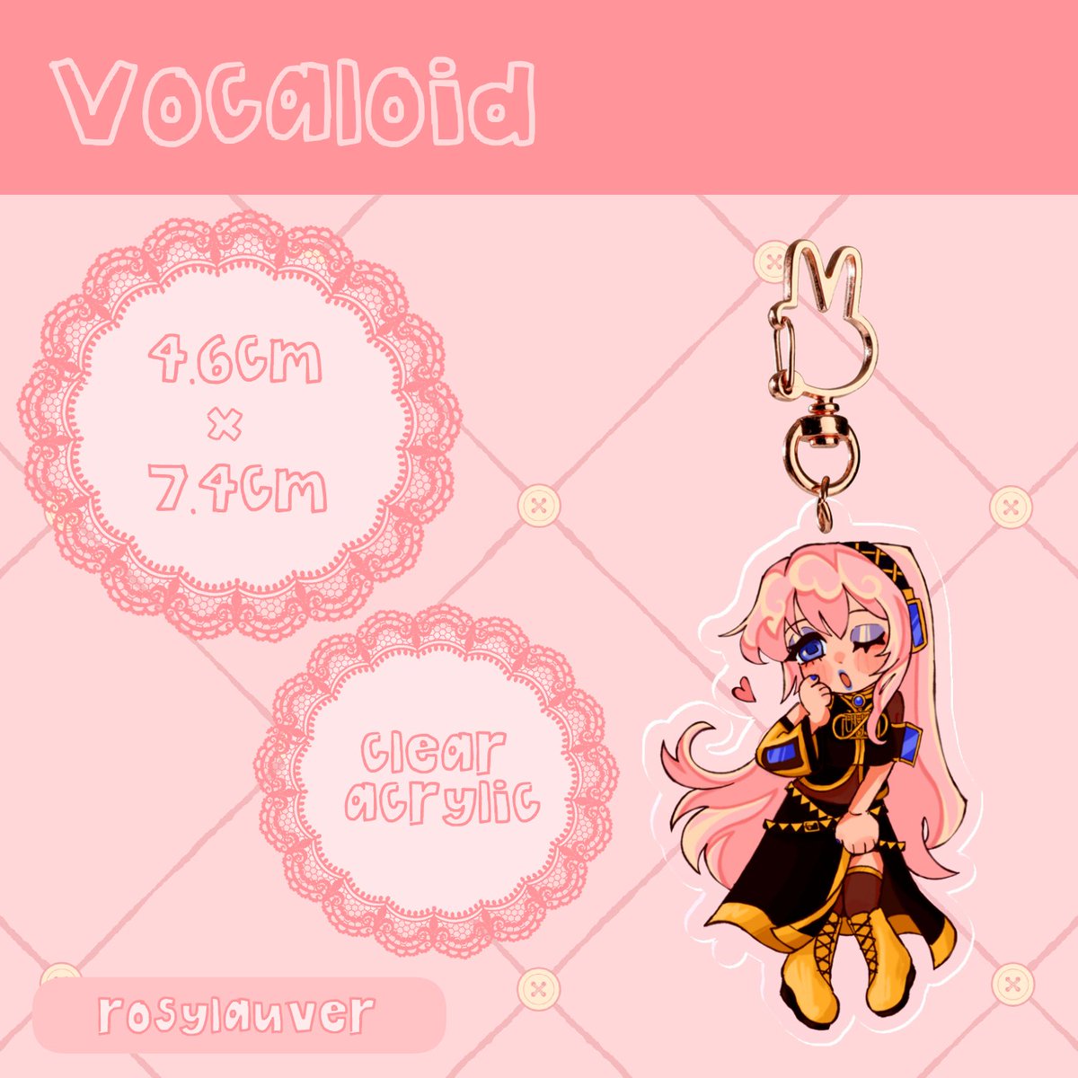 rosylauver's tweet photo. Officially launching my #acggoods shop! I have these vocaloid keychains + some other prints for sale at the moment (｡•ᴗ•｡) 🩷

https://t.co/DC5OgeBr4e https://t.co/9WnYlCUgr4
