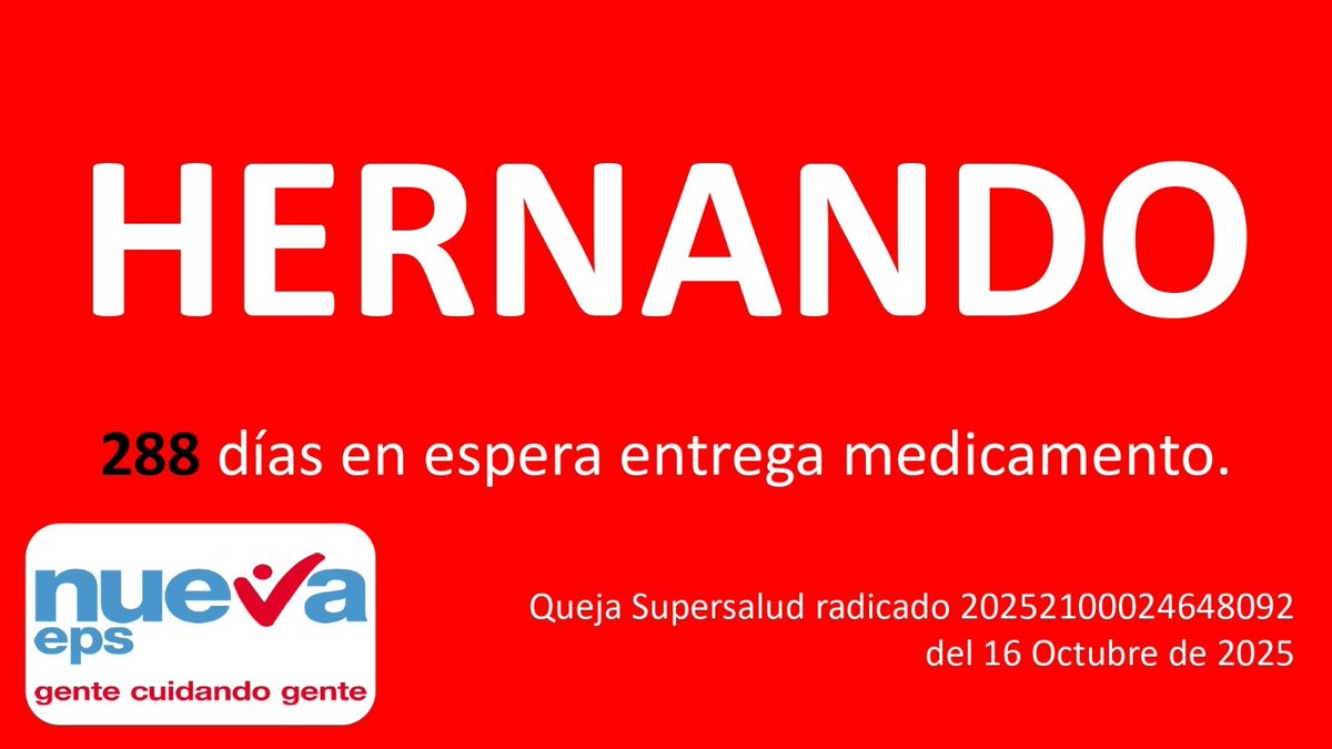 Pacientesco's tweet photo. Presidente, presidente, la realidad de medicamentos es la mismo, no entregan porque EPS intervenidas no pagan, generar videos y pauta en horario triple A pagados con la UPC no resuelve los problemas del sistema

Omaira, MURIO esperando atención @AsmetSalud
Ana, esperamos atención
HERNANDO, 288 días con PQRS
OLGA, 298 días con PQRS
Algo que decir querido presidente