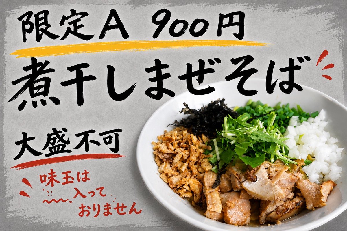 MenyaSen's tweet photo. おはようございます。6月20日土曜日昼の数量限定です。まぜそばは塩レモンチーズと煮干し。表記されていませんが辛味噌ご希望の方はお声かけください。別皿鶏チャーシュー、麻辣水餃子、よろしくお願いします。 https://t.co/RTnfWrBWVr