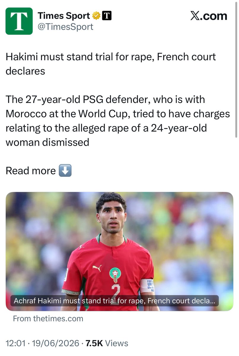 SamwhereNow's tweet photo. Hakimi getting booed and the ever-insightful Ally McCoist going “not sure what he’s done to upset the locals”. 

Rape, Ally. People don’t take too kindly to rape. https://t.co/8pO55AcT5w
