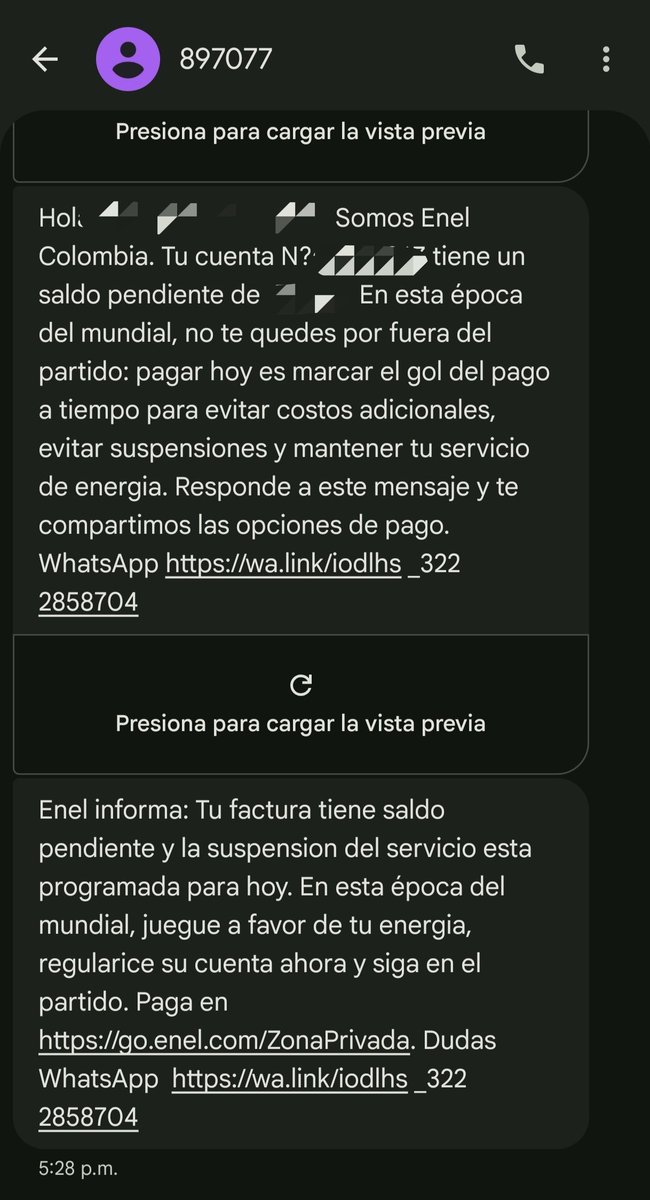 NavyGayThor's tweet photo. Están alborotadísimos los estafadores!! @hyperconectado @EnelClientesCO https://t.co/kMg3ItvZJh