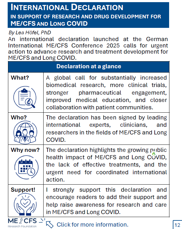 TomKindlon's tweet photo. International Declaration in Support of Research and Drug Development for ME/CFS and Long Covid
https://t.co/3zGq1aNcZd
Image is from June 2026 IACFS/ME Newsletter
#MEcfs #LongCovid https://t.co/1qlXXltgUt