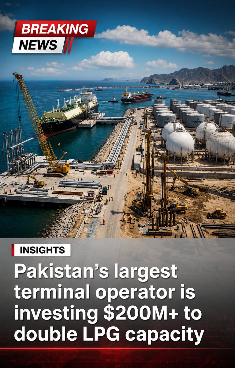 mohsinmunir1996's tweet photo. 🇵🇰 Pakistan’s largest terminal operator is investing $200M+ to double LPG capacity at Port Qasim.

Expanding from the pre-war 35,000 MT storage toward 70,000+ MT, this massive upgrade secures energy and beats gas shortages. https://t.co/VE5v7CPaHG