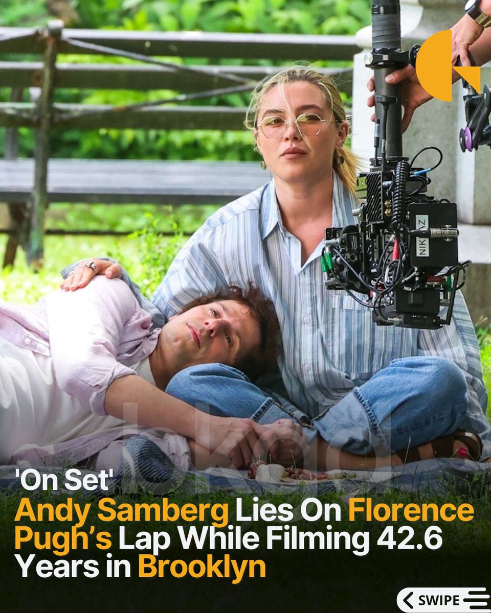 BackgridUS's tweet photo. Andy Samberg and Florence Pugh were all smiles as they filmed scenes for their upcoming romantic comedy "42.6 Years"in Brooklyn, New York, on Wednesday afternoon.

The sci-fi rom-com follows Ben, a man who awakens after being cryogenically frozen for 42.6 years and embarks on a journey to reconnect with his former love in a world that has moved on without him. 

The film is directed by Michael Schwartz and also stars Annette Bening.

📷: BKNYC / @backgrid_usa

For licensing inquiries, please email us at usasales@backgrid.com

#backgrid