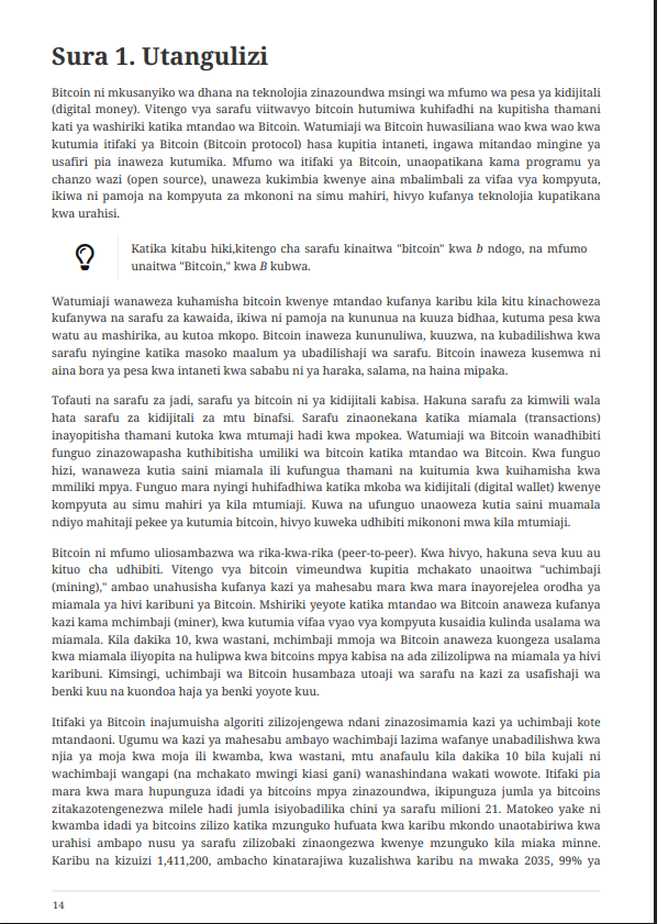 bitsacco's tweet photo. Bitcoin education shouldn't be limited by language.

BitSacco has translated Mastering Bitcoin (3rd Edition) by Andreas M. Antonopoulos into Swahili, while preserving technical terms and code in English for accuracy.

This is a step toward making Bitcoin knowledge more accessible to millions of Swahili speakers across East Africa and beyond.

📖 Download the PDF:
https://t.co/FlQbbyMsLt
🔗 Project repository:
https://t.co/NdgkujFTM9

Huge respect to Andreas and all the original contributors for creating such a valuable resource.

The translation is still evolving—we'd love your feedback, especially on technical terminology and diagrams we're working to localize.

#Bitcoin #Swahili #BitcoinEducation #OpenSource