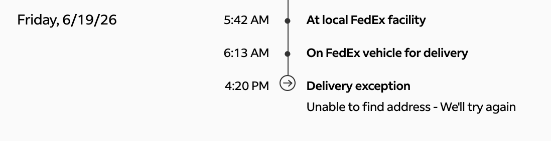 Zoosander's tweet photo. That moment when @FedEx delivers one package for my husband in the AM &amp; then claims they can't find our address for my delivery🤔 #SomethinAintRight https://t.co/0q49DDFTC2