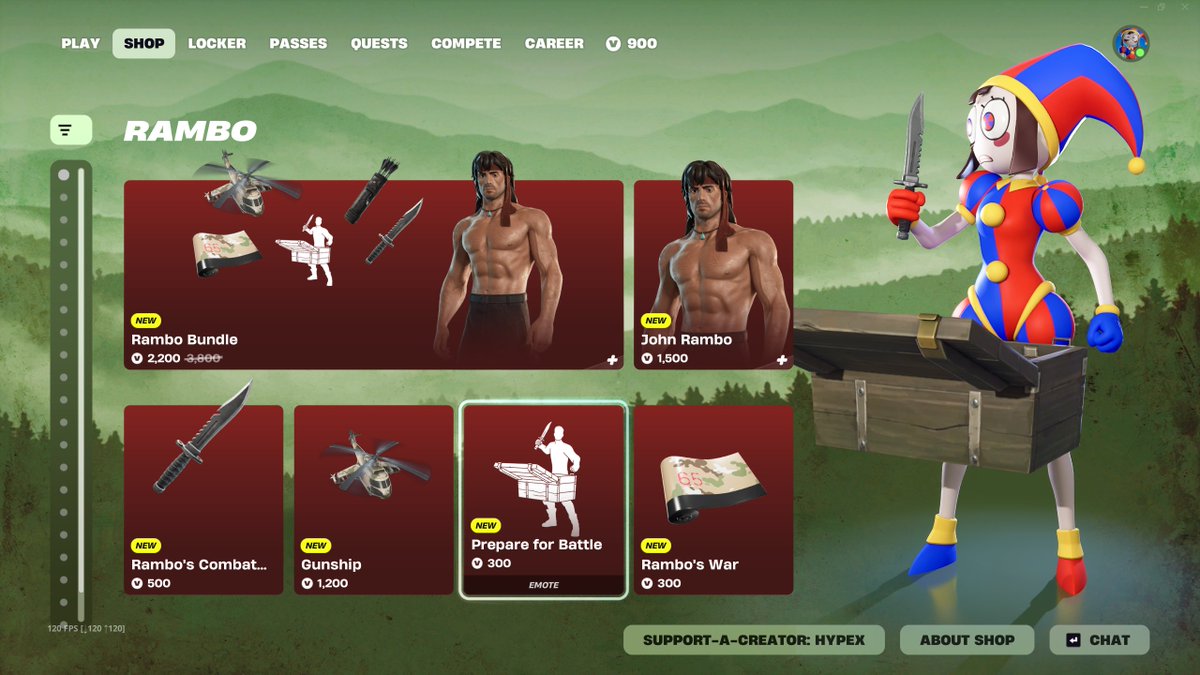 HYPEX's tweet photo. RAMBO IS NOW IN FORTNITE

AVAILABLE HERE: https://t.co/zIQgCMB0AH
Use code "HYPEX" if you'd like to support me ❤️ #EpicPartner https://t.co/PAtLrqUBvV