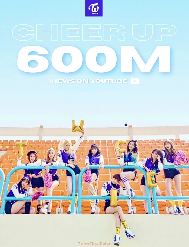 TwiceChartDatas's tweet photo. The ‘CHEER UP’ music video has now surpassed 600M views on YouTube.

— It’s TWICE’s 5th music video to reach this milestone. https://t.co/oSHbqUazSW