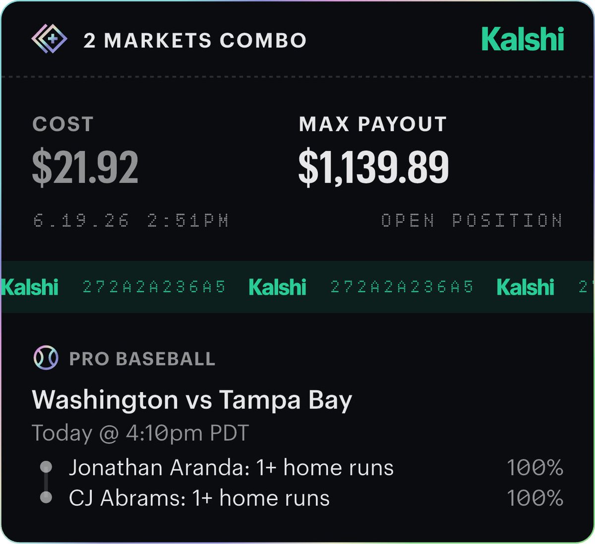 aodlocks's tweet photo. @KasperMLB 2/2 BUT COULD WOOD BRING US HOME FOR $4000? ✅ https://t.co/5m7svq0XAZ
