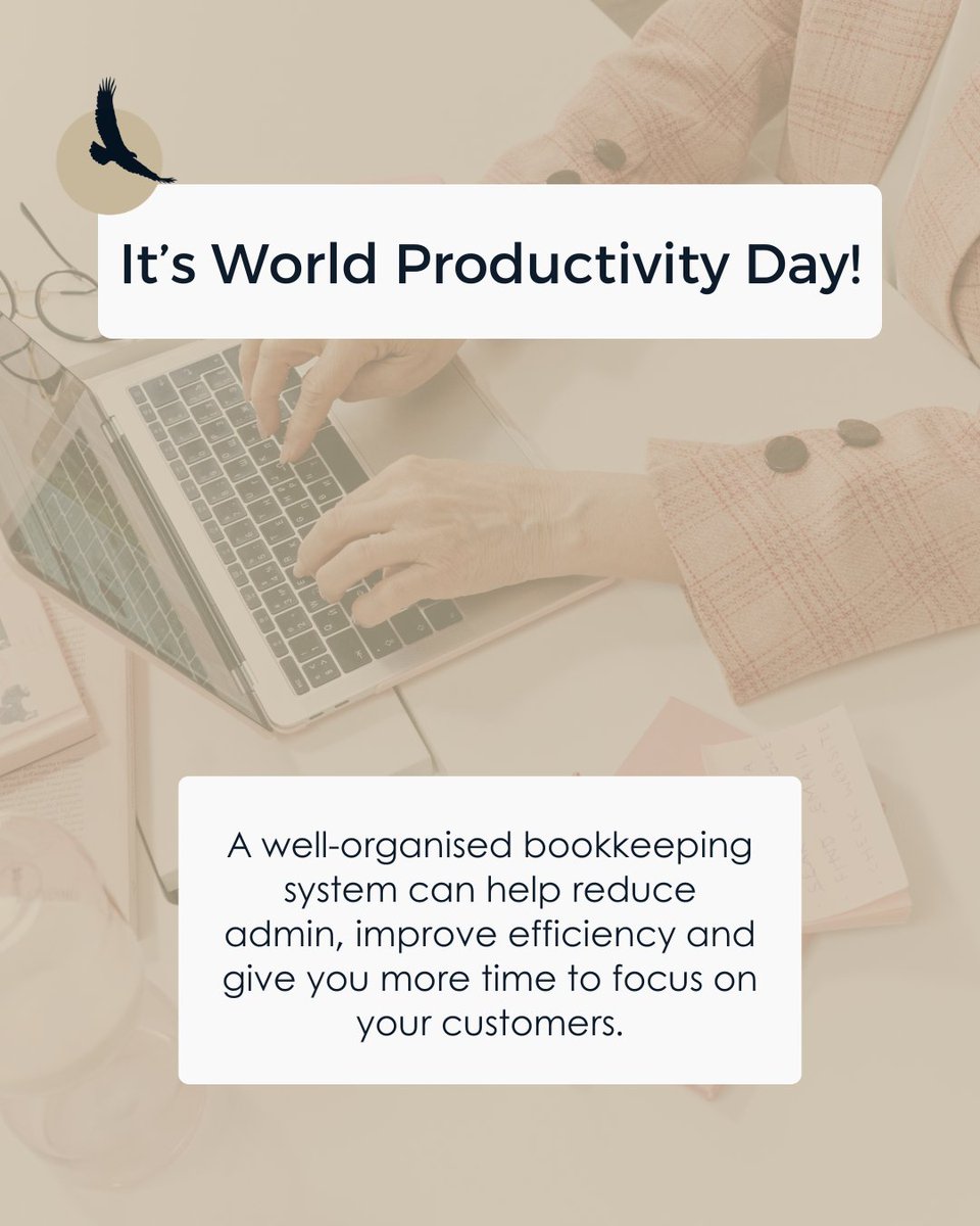 msbookkeeperuk's tweet photo. Happy World Productivity Day!

With organised bookkeeping and efficient processes, you can spend less time on admin and more time focusing on your customers, your team and growing your business. https://t.co/SOaaHpj2xr