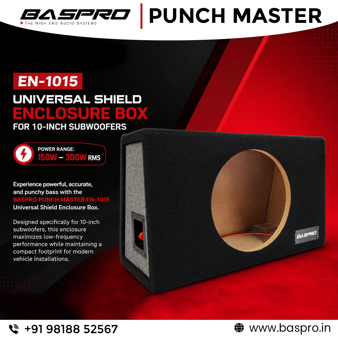 baspro_india's tweet photo. 🔊𝐁𝐀𝐒𝐏𝐑𝐎 𝐏𝐮𝐧𝐜𝐡 𝐌𝐚𝐬𝐭𝐞𝐫 𝐄𝐍-𝟏𝟎𝟏𝟓 – 𝐏𝐨𝐰𝐞𝐫 𝐌𝐞𝐞𝐭𝐬 𝐏𝐫𝐞𝐜𝐢𝐬𝐢𝐨𝐧

Upgrade your car audio experience with the BASPRO Punch Master EN-1015 Universal Shield Enclosure Box, engineered for powerful bass superior sound control and effortless installation. https://t.co/YCjw8OU3uP